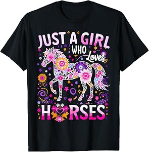 Cute Horse Colorful Just A Girl Who Loves Horses T-Shirt