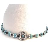 Native Sunflower Concho Hatband Turquoise Onyx Gemstone Micro Suede Leather Adjustable One Size Western Cowboy Straw Fedora Panama Brim Hats