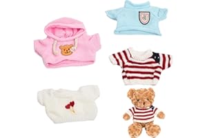 CHGCRAFT 4Styles Tee Bear Clothes Tee Bear Hoodie Stuffed Animal Clothes for DIY Bear Clothes Sublimation Stuffed Animal Cat Poppy, 18x15cm