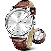 OLEVS Men Leather Watch,Mens Wrist Watches,Big Face Watches for Men,Leather Band Watches for Men,Day Date Watches for Men,Waterproof Watches for Men,Men Classic Watch,Reloj para Hombres