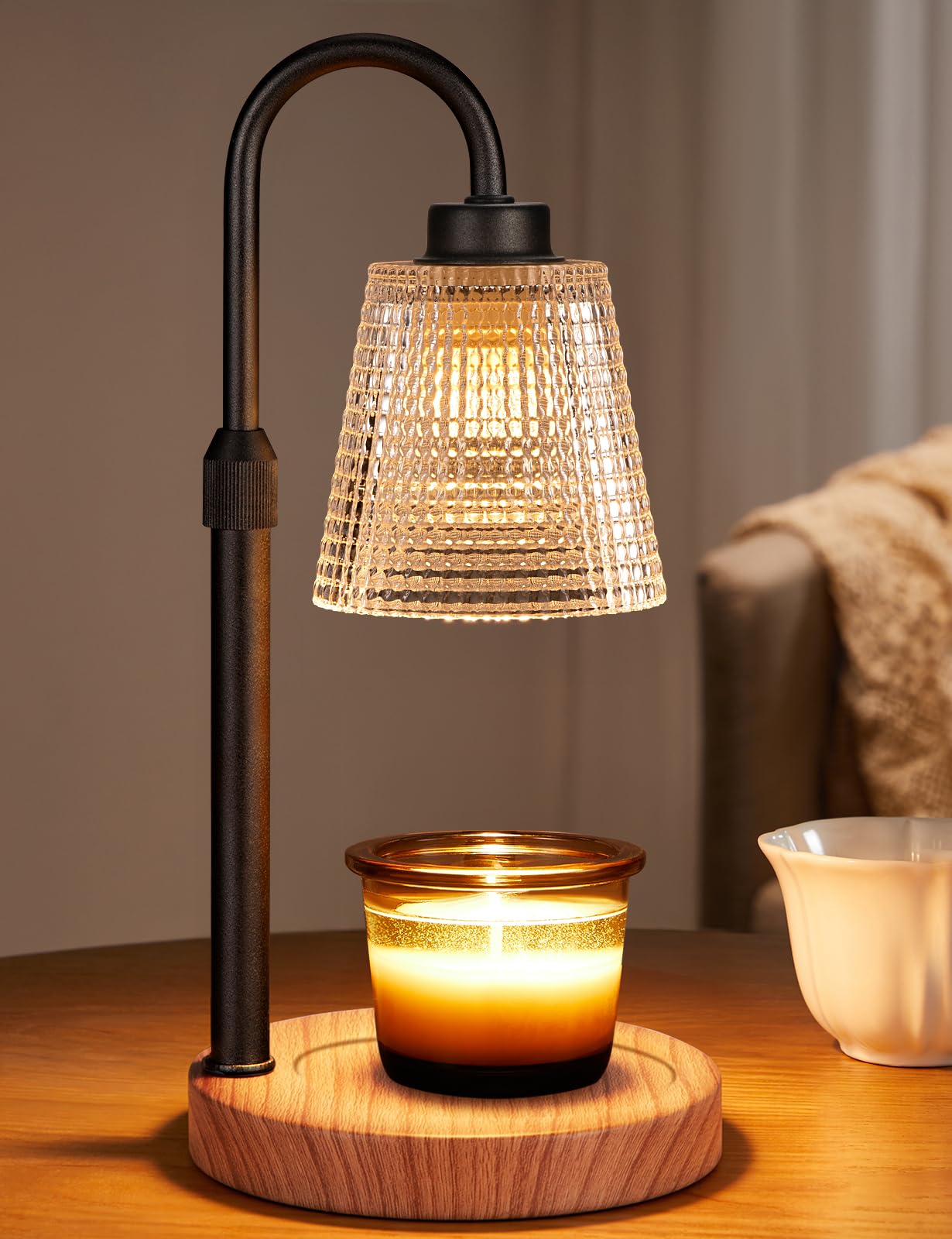 Innqoo Rustic Candle Warmer Lamp with Timer, Dimmable Candle Warmer for Jar Candles, Height Adjustable Wax Melts Warmer, Birthday Gifts for Women Mom, House Warming Gifts New Home Decor