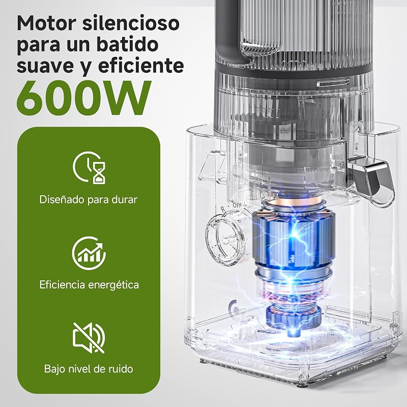 Extrator de sumo prensado a frio 600W, espremedor com boca 155 mm