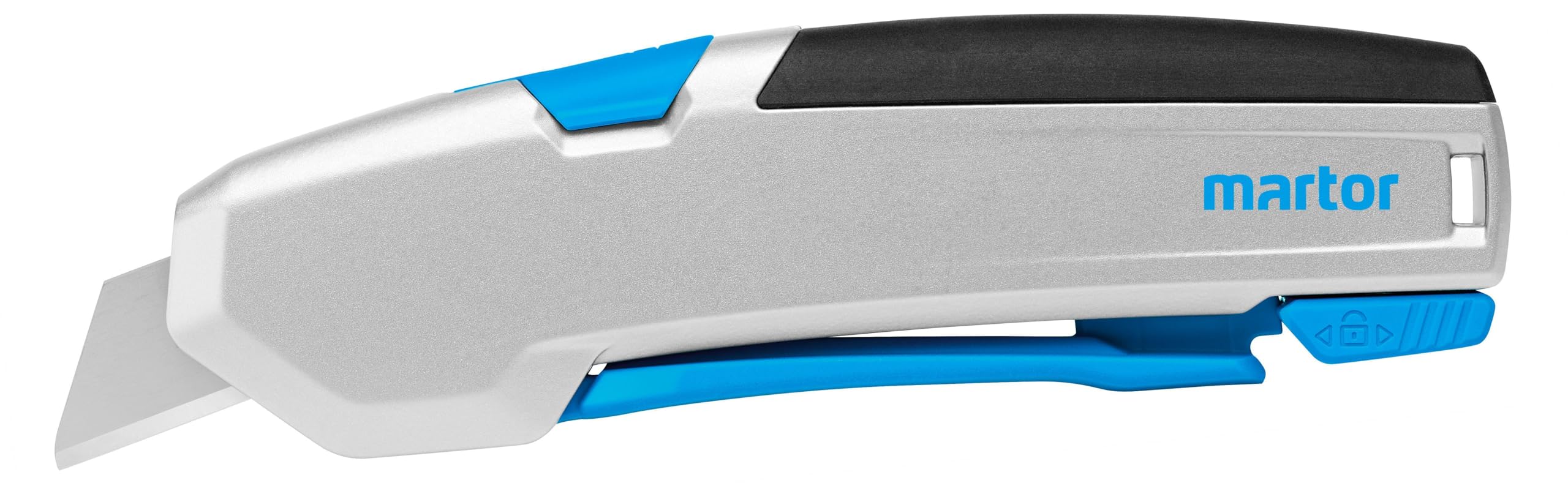 MARTOR Safety Knife with Blade retraction, SECUPRO 625, Professional Cutters, Aluminum, for Right and Left Hander, Logistics