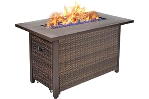GAILDON 42 Inch Propane Fire Pit Table, 50,000 BTU Outdoor Gas Fire Pits with Removable Lid, 2 in 1 Rectangular Firepit Table for Outside Patio Deck and Garden