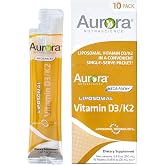 Aurora Nutrascience Liposomal D3 with K2 Mega-Pack, 32 Single Serve Packets | Liquid Vitamin D3 K2 Supplement for Adults, Healthy Immune and Bone Support, Vegan, MCT-Enhanced, Superior Absorption