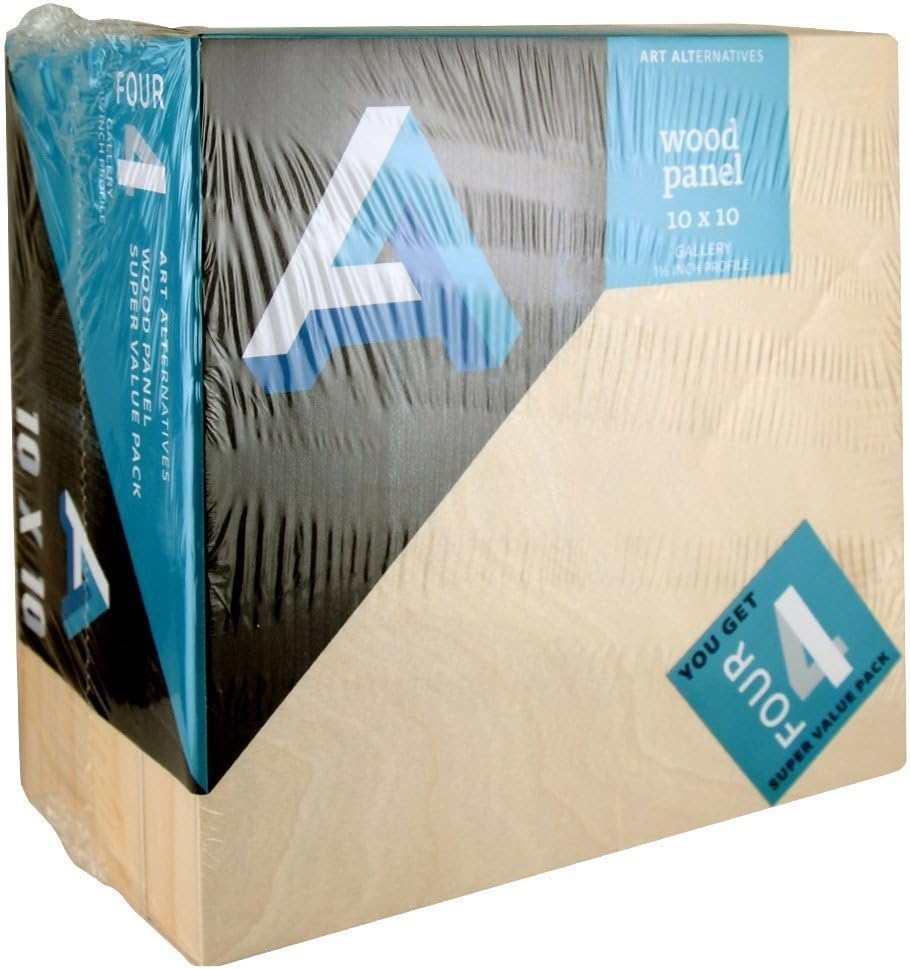 Art Alternatives Wood Panel Super Value Gallery,10x10,Natural,Pack of 4