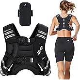 Sportneer Weighted Vest Woman: 8lb/12lb/15lb/20lb/25lb Weight Vest for Walking with Phone Bag, Adjustable Women Weighted Vest for Running Rucking Vest for Jogging Strength Training Weight Loss