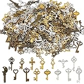 SUPERFINDINGS 150Pcs 15 Styles Vintage Skeleton Key Set Pendants Key Charms Alloy Key Pendant Tibetan Style Bronze Charm Steampunk Gear Pendant for Jewelry Making Decorative Key Zippers