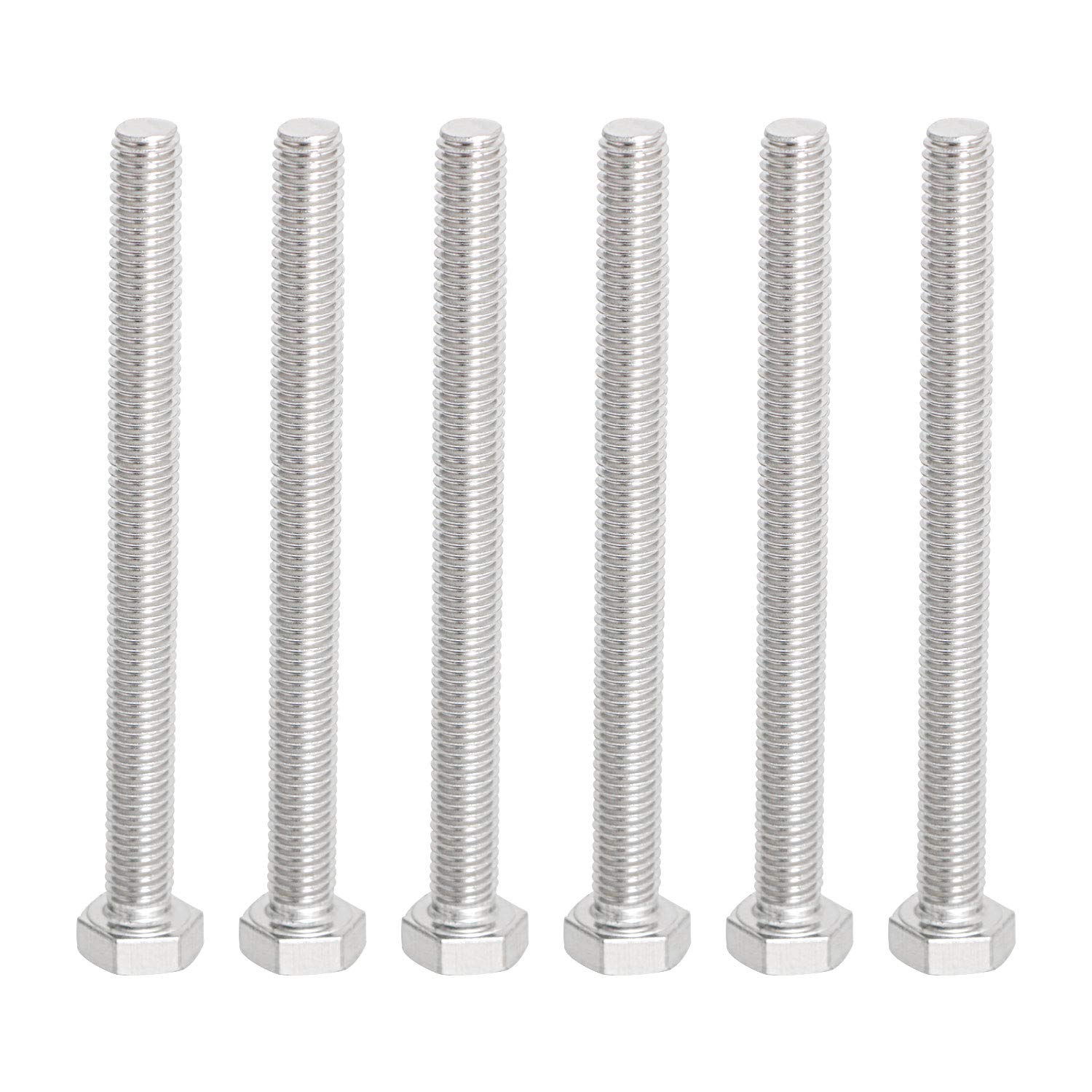 Aopin M8 x 120mm Hex Head Bolts Screws Grade 5.8 Stainless Steel, Fasteners Fully Machine Threaded SUS304 6 Pcs