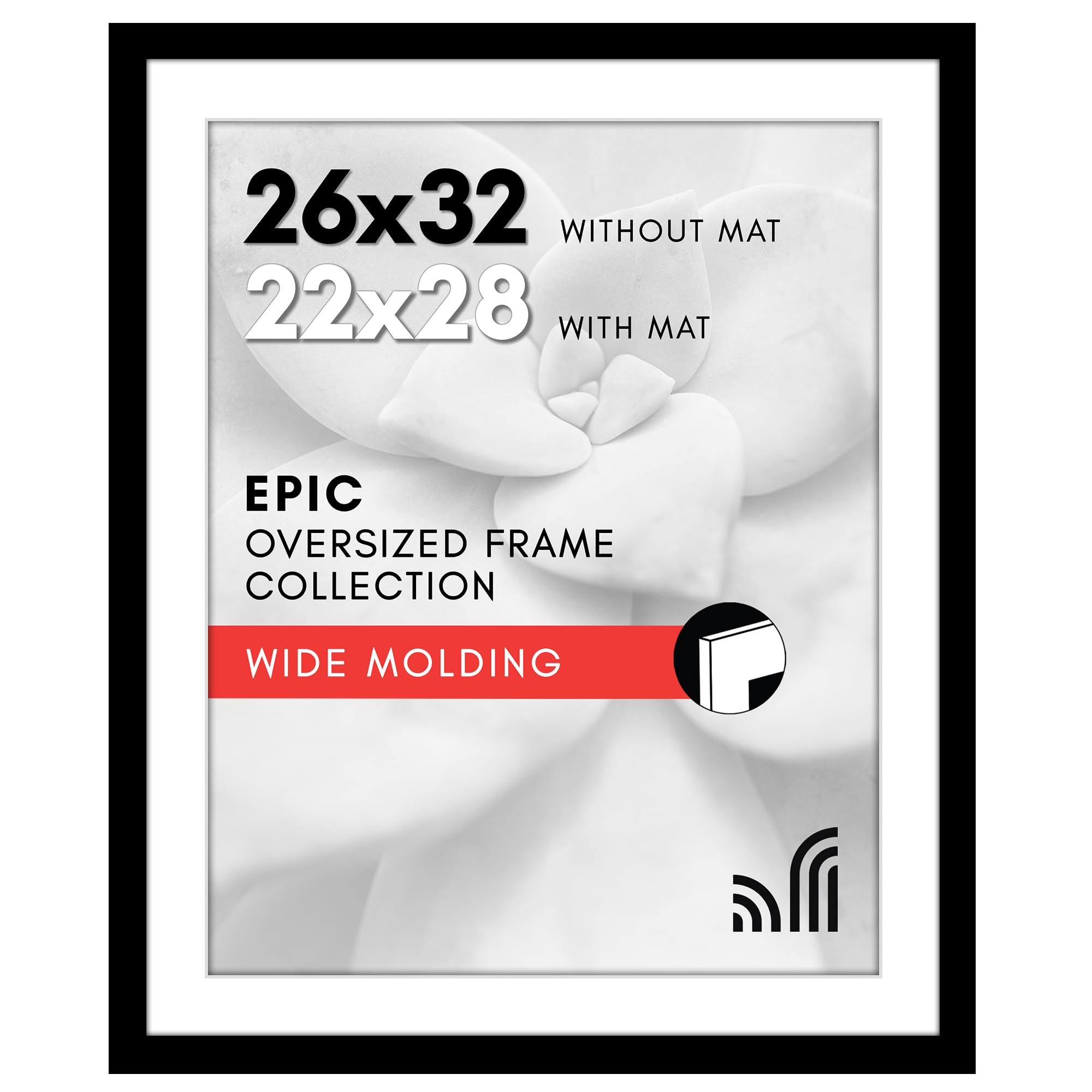 Americanflat 26x32 Picture Frame with Polished Plexiglass - Use as 22x28 Frame with Mat or Display 26x32 Photo Without Mat - Epic Collection - Wide Picture Frames for Wall Display - Black Image