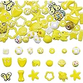 Decoendiy 50pcs Ceramic Flower Beads,Fish Butterfly Animal Shaped Beads,Heart Star Shape Handmade Porcelain Painted Loose Spacer Bead,for Jewelry Making DIY Crafts Supplies