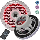 STX Audio MX65.2W 6.5-Inch 2-Way RGB LED Marine Coaxial Speakers, 350W Max, 4 Ohms, Water-Resistant with Remote Control for RGB Illumination (2 Speakers)