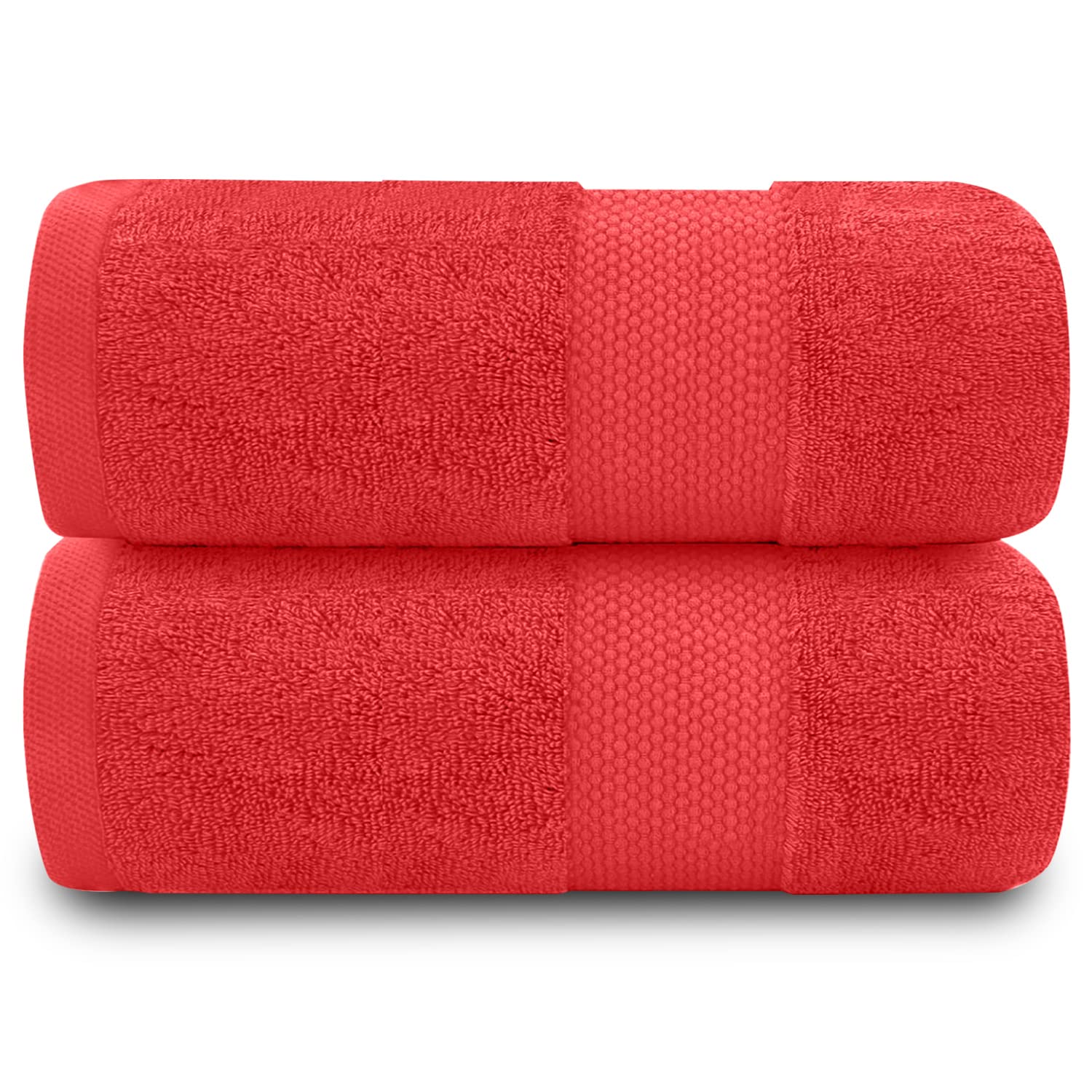 Fade Resistant Bathroom Towels Set, 700 GSM Premium Quality Extra Absorbent 100% Cotton Bath Towel, Wine, 2PK Bath Towel