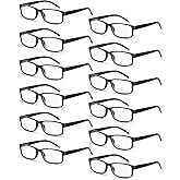 Kanayu 12 Pack Reading Glasses Bulk, Traditional Reading Glasses with Spring Hinges Non-prescription and 12 PU Leather Case