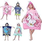 MOKANI Kids Hooded Poncho Towels, Soft & Absorbent Microfiber Beach Towel, Swimming Pool Changing Robe Bathrobe Bath Towel