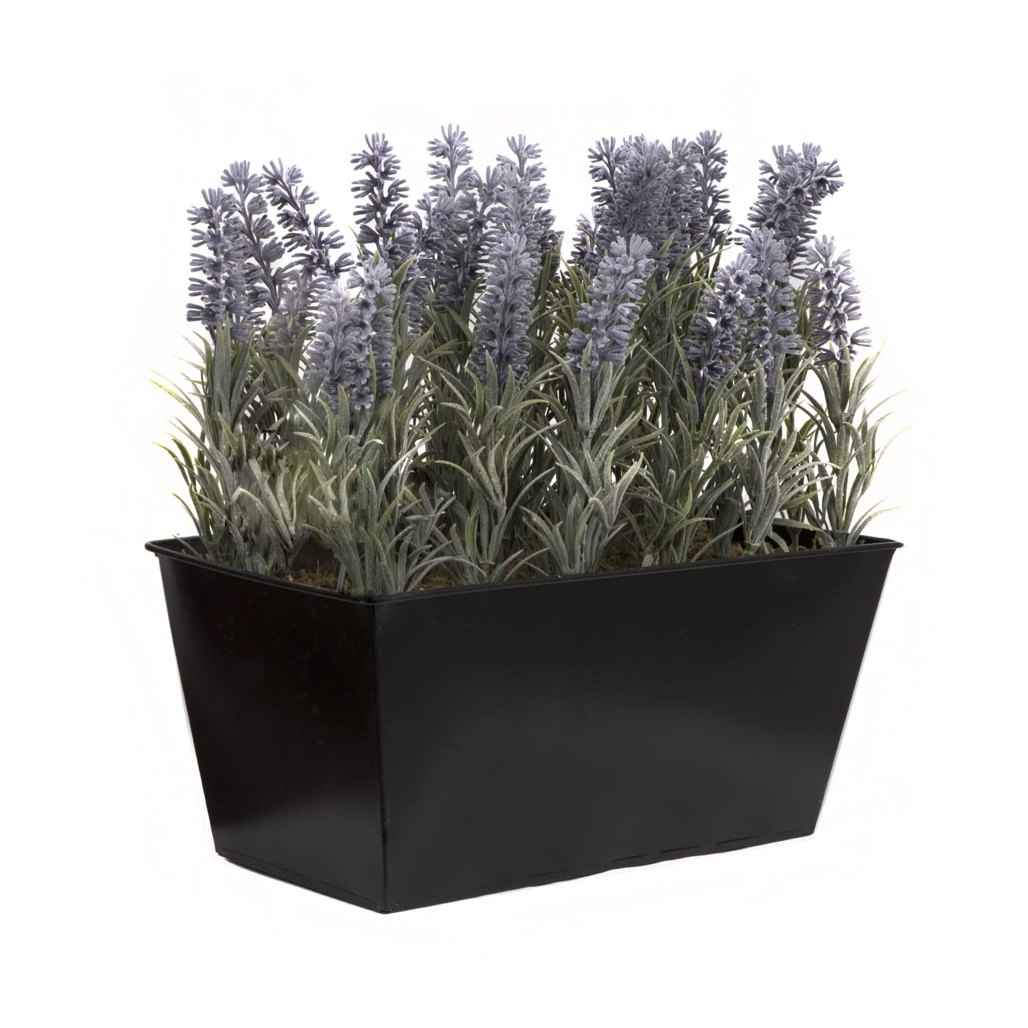 GreenBrokers Black Artificial Lavender Tin Planter Window Box 30cm, A1214
