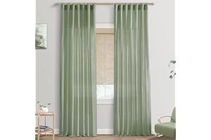 Sage Green Linen Curtains 96 Inches Long for Living Room,Boho Closet Curtains for Bedroom Closet Door Neutral Nursery Boy Tee