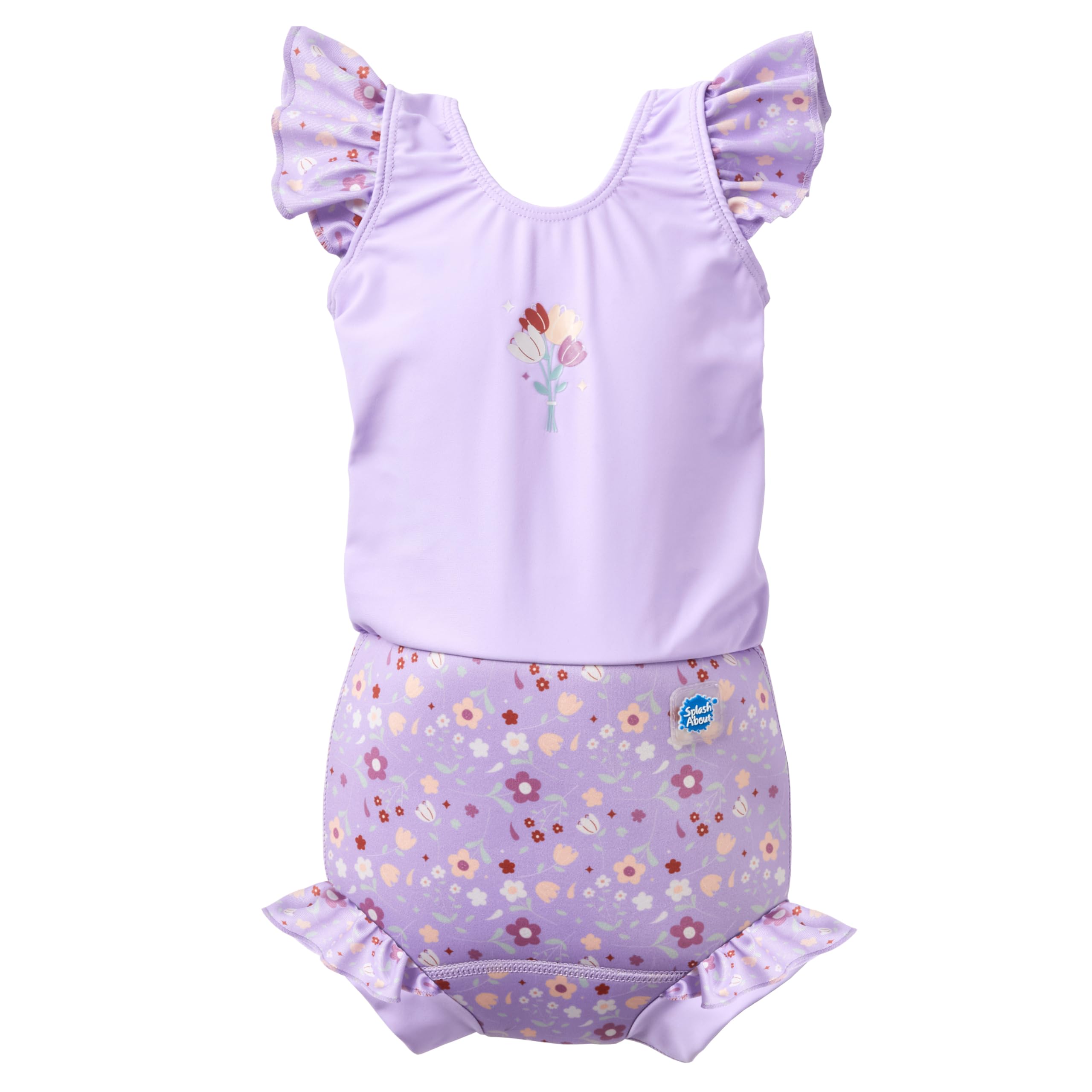 Splash About Baby Girls' Happy Costume Toddler Swim Nappy, Lilac Spring, 0-4 Months