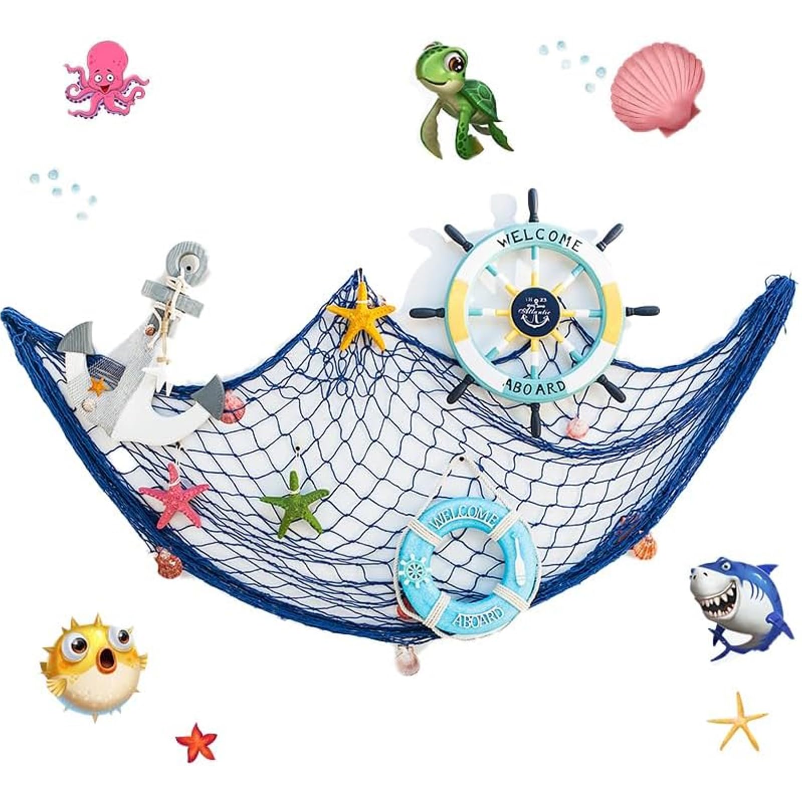 Aatpuss Decorative fishing net, fishing net decoration, cotton fishing net, for themed parties in hotels, inns, cafes, bookstores, restaurants