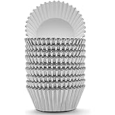 200 Pcs Silver Foil Cupcake Liners Standard Baking Cups Muffin Paper Cases