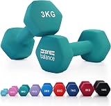 Core Balance 3kg Hex Dumbbell Pair Teal Neoprene Cast Iron Core Balance view 1
