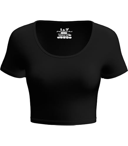 Basic Crop Tops for Women Short Sleeve T-Shirts Scoop Neck Cropped