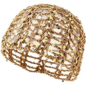 Lymesa Women’s Crochet Hat Summer Glitter Sequin Beanie Boho Hollow Out Skull Cap for Beach Travel Party