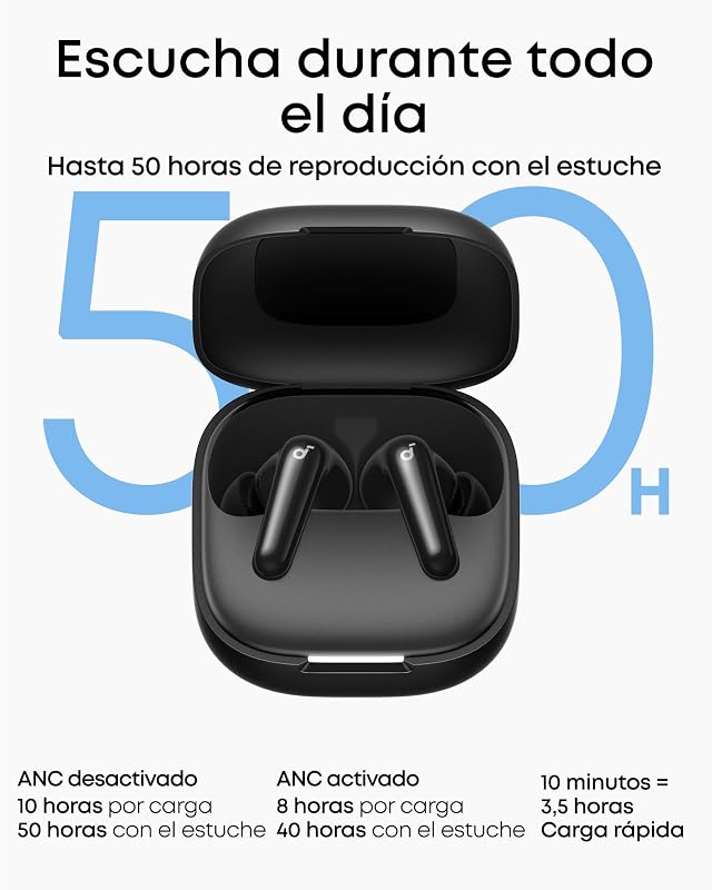 Auscultadores Bluetooth sem fios P31i Anker, cancelamento de ruído em tempo real, auscultadores tradutores, som LDAC de alta resolução, uso de 50h, carregamento rápido, áudio espacial, IP55