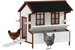PawHut 47" Chicken Coop Wooden Chicken House Rabbit Hutch Raised Poultry Cage Portable Hen Pen Backyard with Nesting Box and 