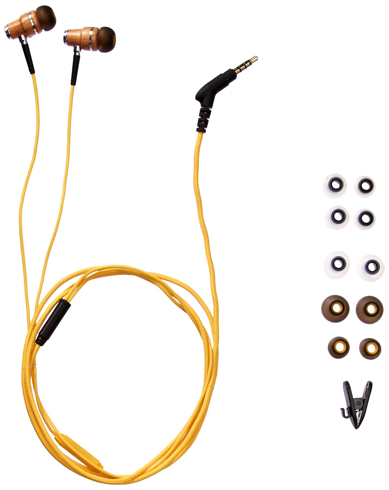 Symphonized NRG Premium Genuine Wood in-Ear Noise-isolating Headphones with Mic (Deep Yellow)