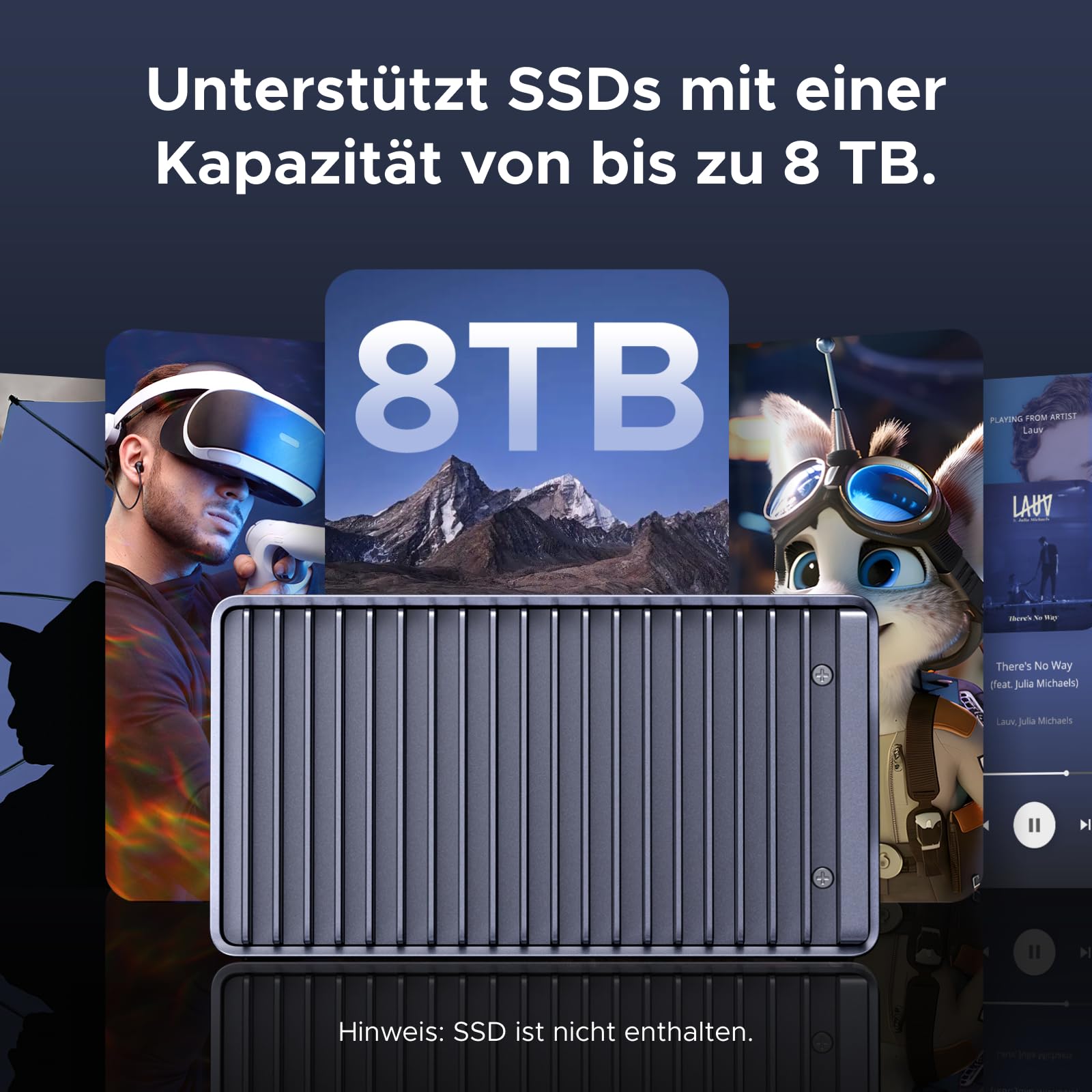 UGREEN 40Gbbps M2 SSD Gehäuse, USB4 nvme gehäuse kompatibel mit Thunderbolt 4 bis zu 3848MB/s, M.2 NVMe SSD Gehäuse kompatibel mit Mac mini M4, MacBook Pro M5 Pro/M5 Max, ASUS Z890 7