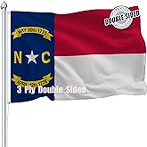 Nuibers North Carolina Flag 3x5 FT Sturdy for Outside, Heavy Duty 3Ply Polyester North Carolina State Flags Outdoor, Double Sided Long Lasting NC State Flag Brass Grommets