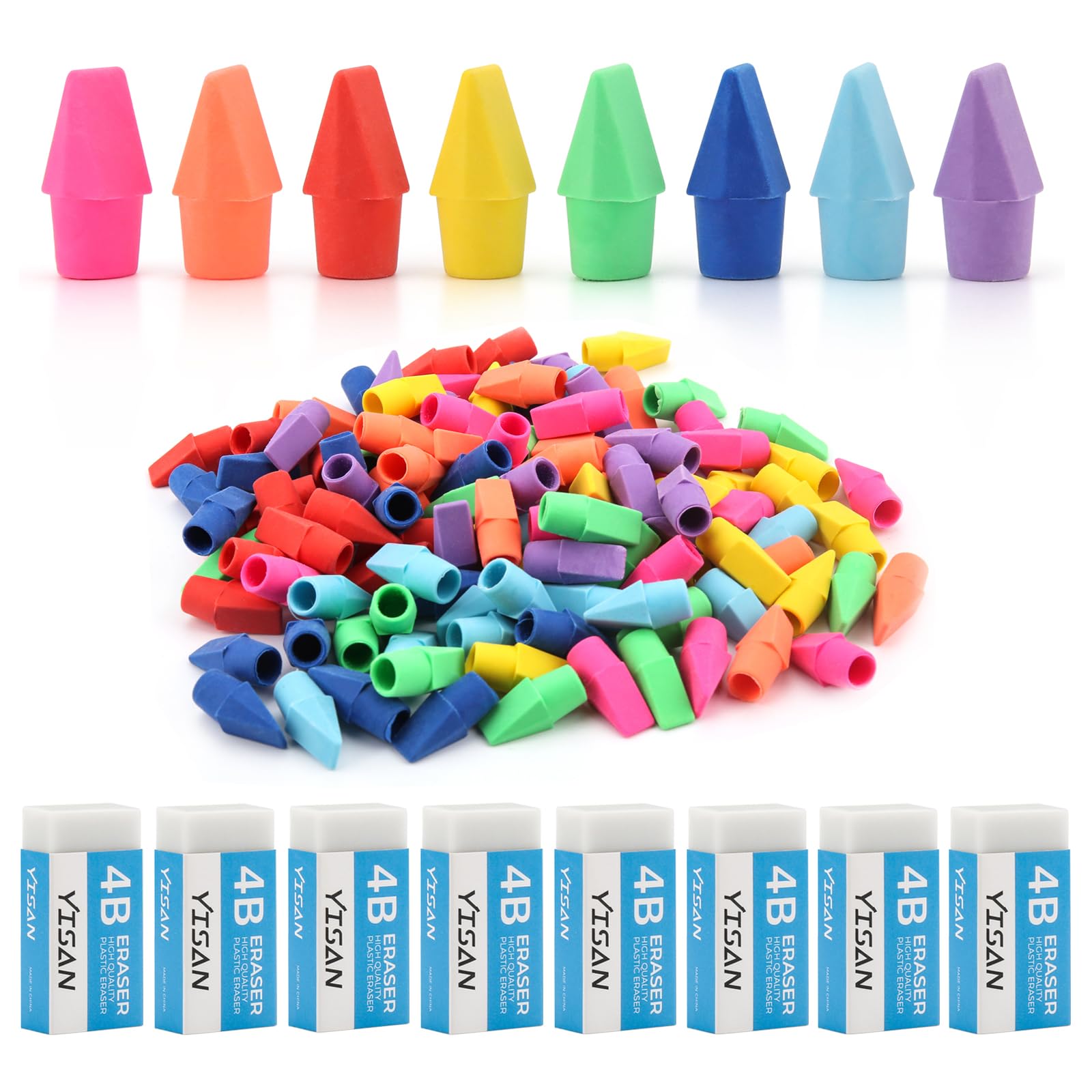 Photo 1 of YISAN Cap Erasers for Pencils,Top Eraser & White Eraser Set, 80+8PCS Eraser Set,71334