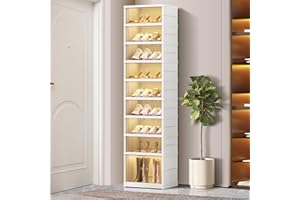 CIMLORD 9-Tier Foldable Shoe Rack Organizer for Closet 18Pairs Plastic Shoe Shelf Collapsible Shoes Storage Box Clear Shoe Bo