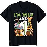 I'm Wild and One Safari Zoo Animal Theme 1 Year Old Birthday T-Shirt
