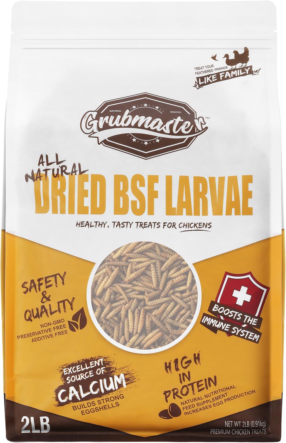 Backyard Birding & Wildlife - GRUBMASTER Dried Black Soldier Fly Larvae for Chickens, Natural Healthy Chicken Treats for Backyard Poultry - 2 lb. Bag