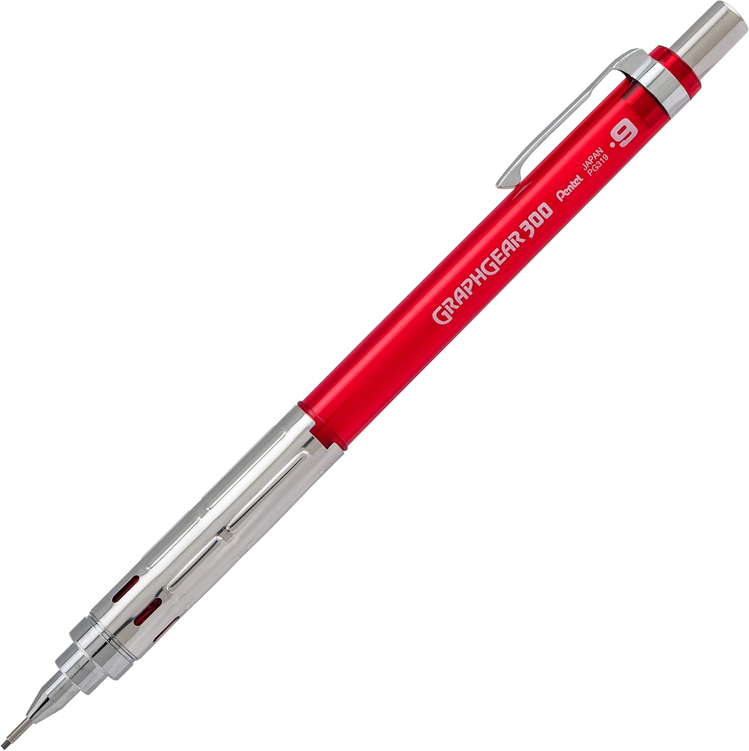 Pentel Arts GraphGear 300 Mechanical Pencil, (0.9mm) Thick line, 1-Pack, Red Barrel: Office Products