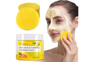 RELICO Kojic Acid & Turmeric Cleansing Pads, 50PCS Face Pads with Vitamin B5, C, Balance Skin Oil & Water for Women