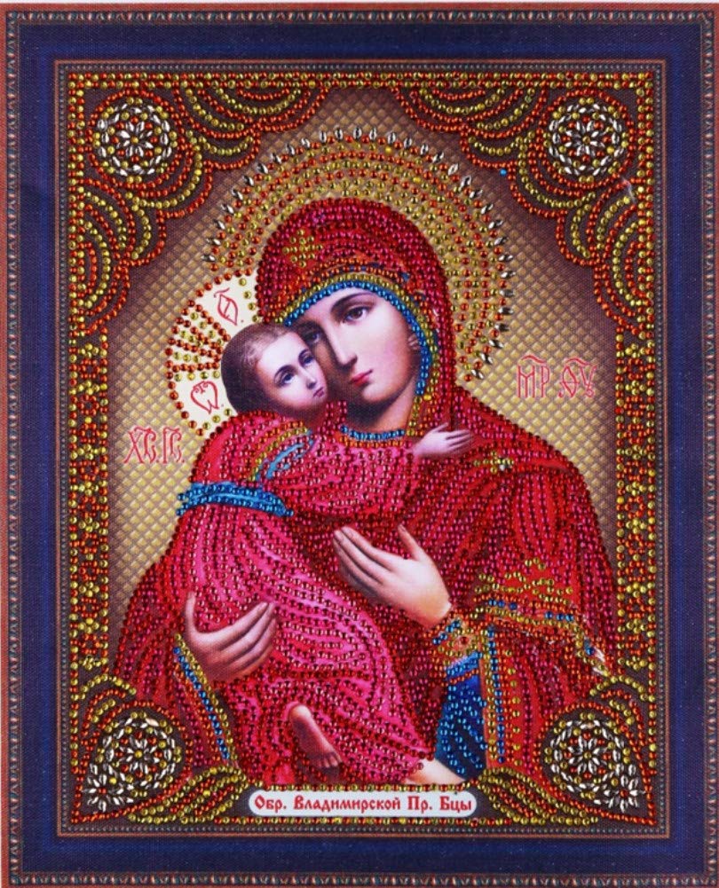 ABEUTY Diamond-Painting DIY 5D Special Shape Rhinestones, Religion Christian Virgin Mary & Son of Jesus, Partial Drill Crystal Diamond Art Kits
