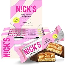 NICKS Protein Bars Chocolate Peanut | 15g protein | 200 calories | Low Carb Keto Friendly Snacks No Added Sugar (Multipack 12