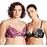 Curve Muse Women's Plus Size Perfect Shape Add 1 Cup Push Up Underwire Lace Bras