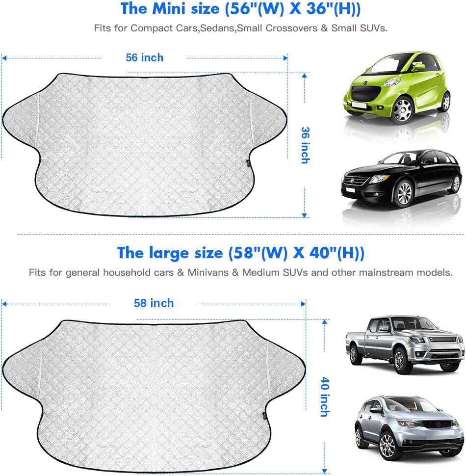 AUERVO Car Windscreen Snow Cover Windshield Snow Ice Cover Frost Waterproof Windproof Dustproof Scratch Resistant Outdoor UV Protection Car Covers for SUV Most Vehicle (S size :(56"(W) X 36"(H))) - Image 4