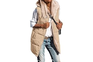 BTFBM Fall Long Puffer Vest Women Sleeveless Hooded Reversible Fleece Sherpa Jacket Zip Up Winter Coat Outerwear Vests