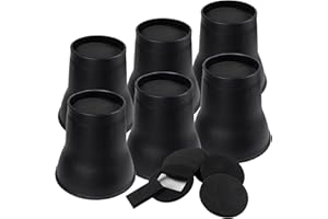 DEDU Bed Risers 6 Inch Heavy Duty 6 Pack, Furniture Risers with Caster Pads Supports Up to 6600 Lbs, Round Couch Risers for Sofas, Desk (Black)