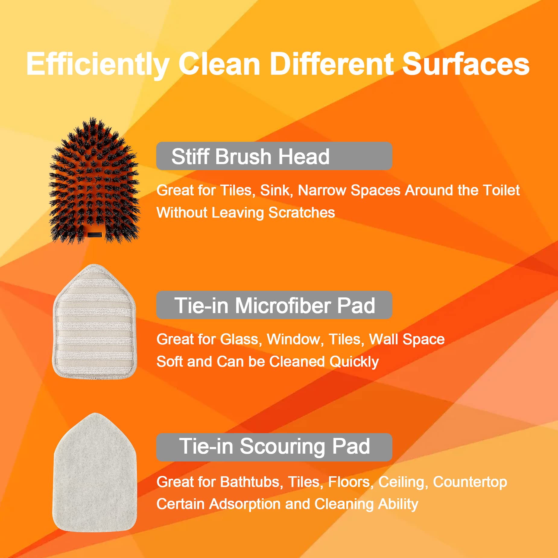 Tile Tub Scrubber Brush with 3 Different Function Cleaning Heads and 56