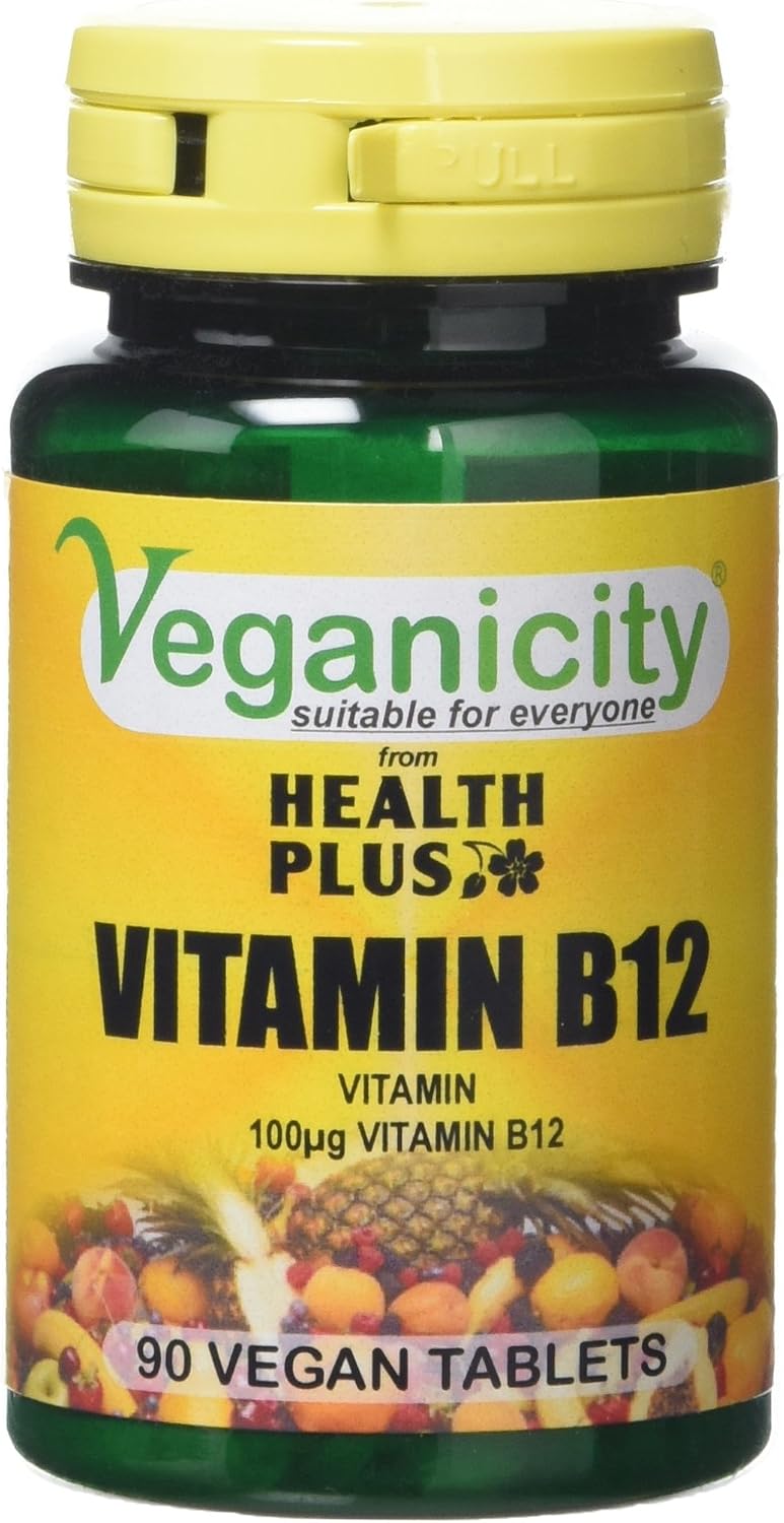 Veganicity Vitamin B12 100µg General Well-Being Supplement - 2 x 90 tabs, Natural, 90 count (Pack of 2)