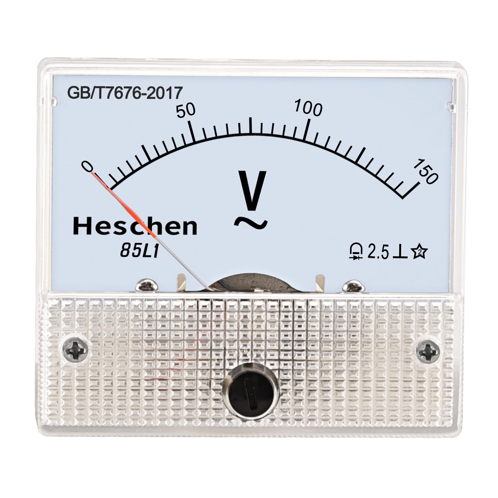 Heschen 85L1-150V Rectangle Panel Mounted Voltage Meter Voltmeter Tester AC 0-150V Class 2.5 White