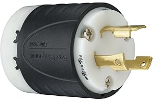 Legrand Pass & Seymour L630PCCV3 Turnlok Industrial Spec Grade Locking Plug, 30 Amp 250V, NEMA L6-30P, Black/White (1 Count)