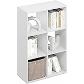 Furinno PELLI Book Shelf, 3x2 Bookshelf, Cube Storage Organizer Cabinet, 11.6 x 24.2 x 35.9, for Living Room, Bedroom, Home Office, Plain White