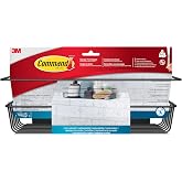 Command Bath Shower Caddy and 4 Water-Resistant Strips, Matte Black | Damage-Free Bathroom Shower Storage Organiser and Bath Shelf for Toiletries, Holds up to 3 kg, No Tools Required, No Drilling